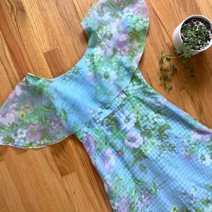 Vintage 70s floral & gingham dress